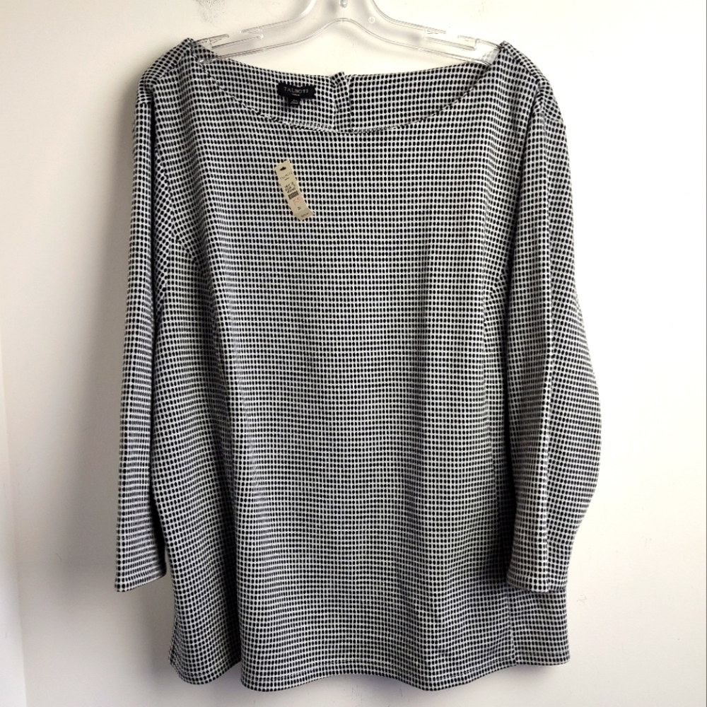 NWT Talbots black white dot print knit top stretch casual office 3X Plus Size